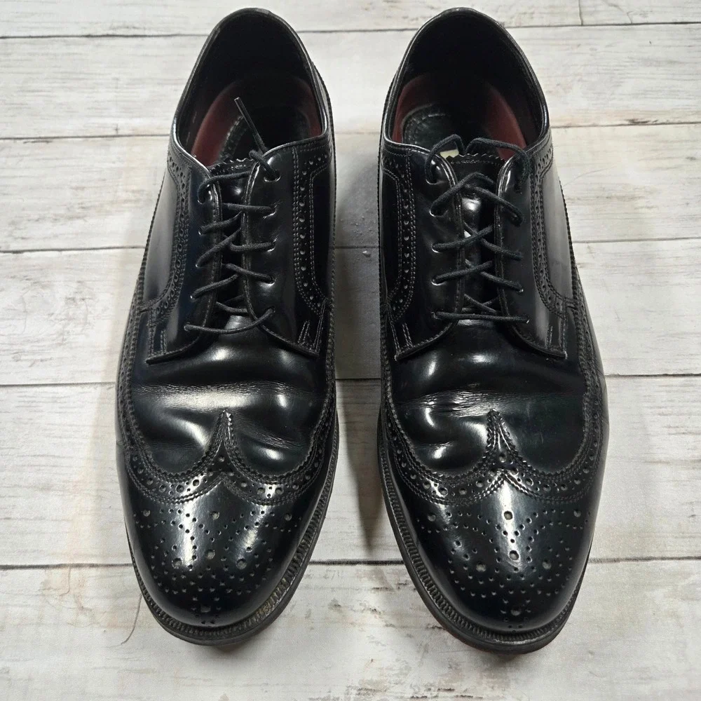 Florsheim Dress Shoes Mens‎ 9.5 3E Black Longwing Blucher 20856 Wingtip Brogue